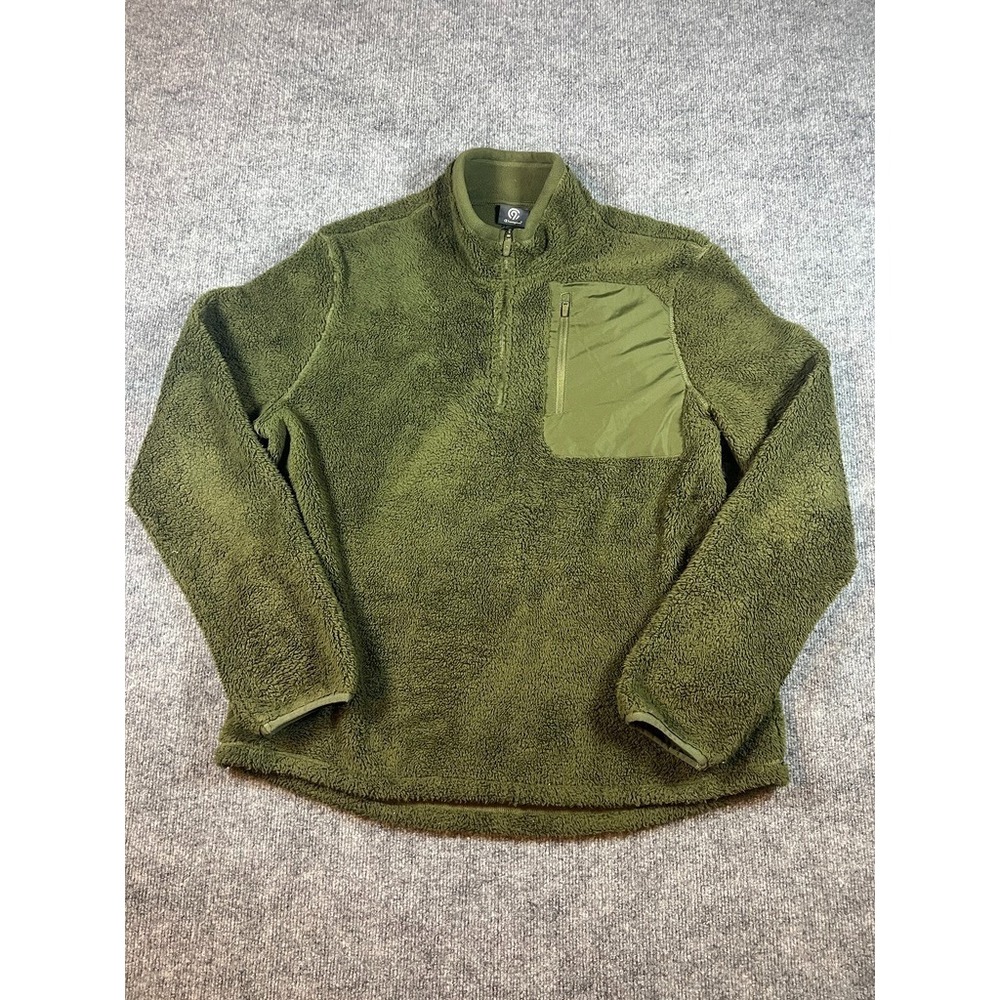 C9 by Champion Men's L Sherpa Fleece Quarter Zip Pullover Jacket Green